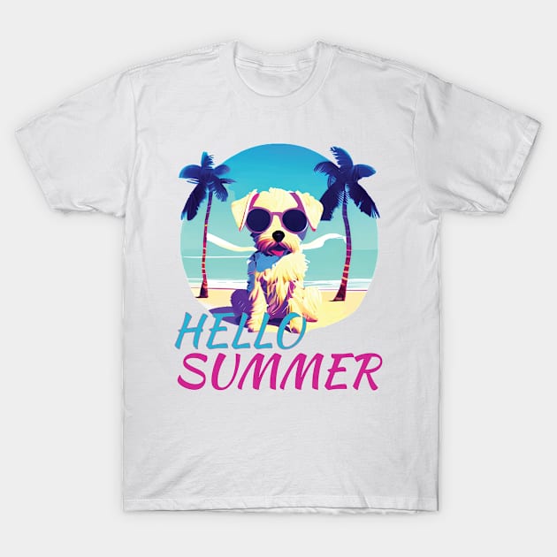 Summer Dog Retro T-Shirt by ulunkz